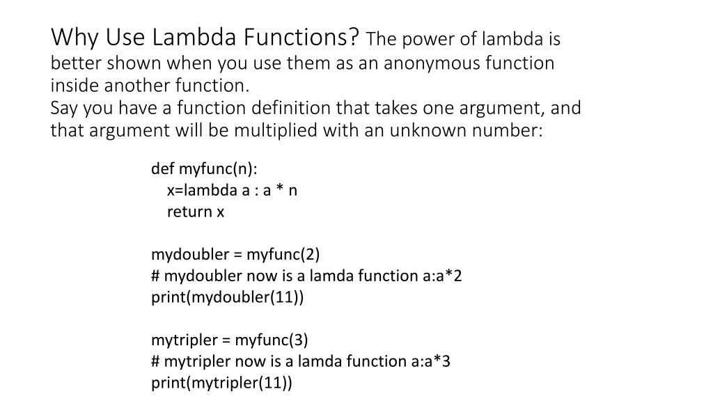 why use lambda functions the power of lambda