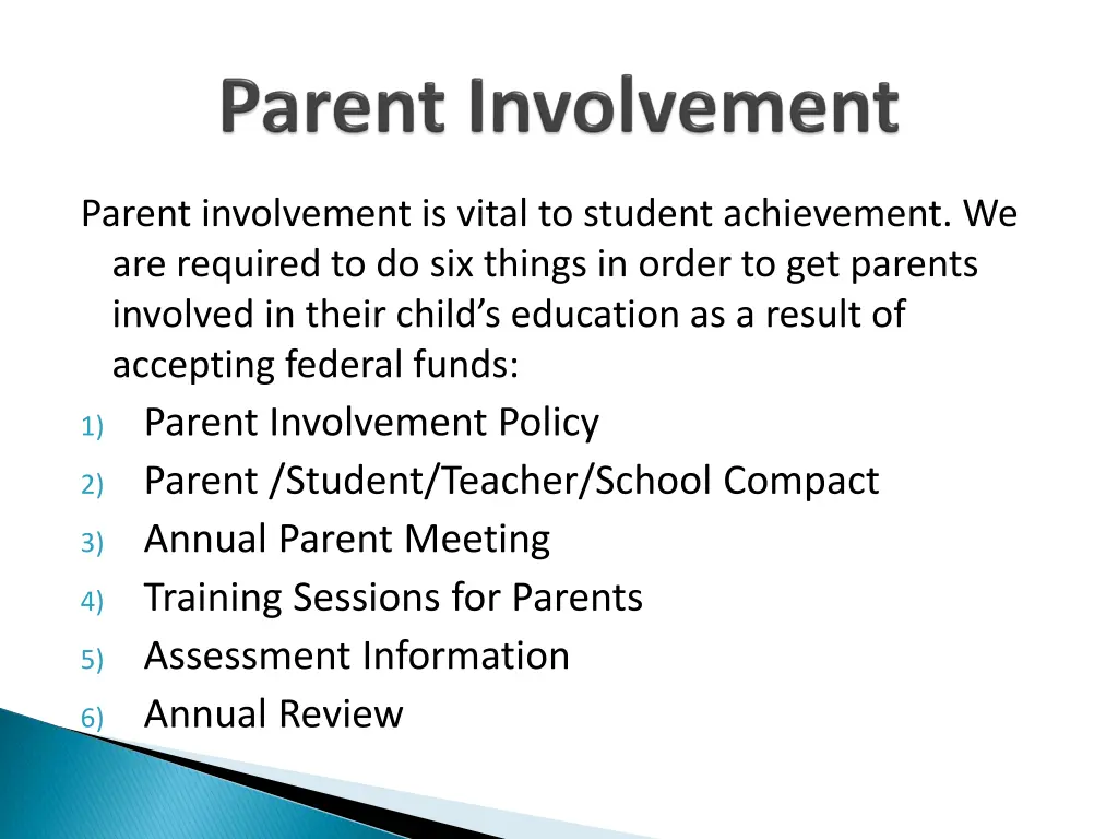 parent involvement is vital to student