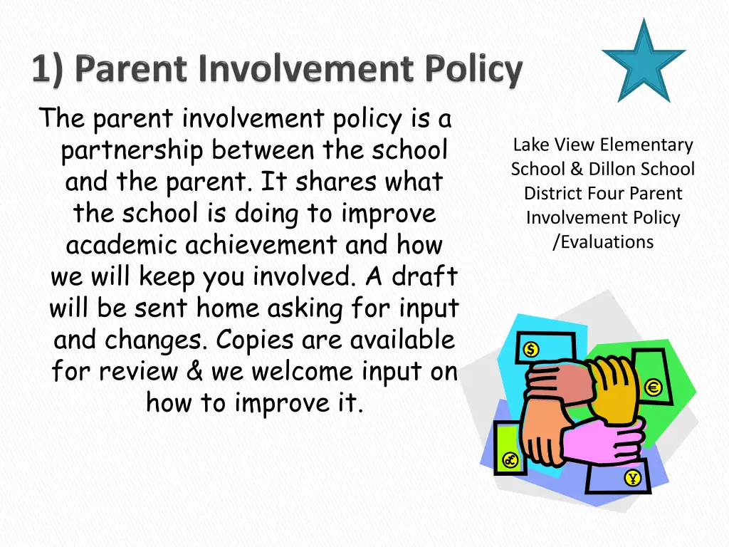 the parent involvement policy is a partnership