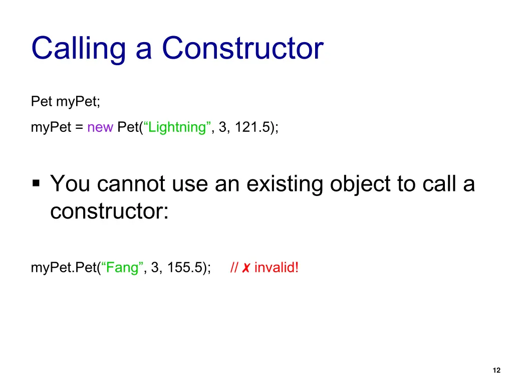 calling a constructor
