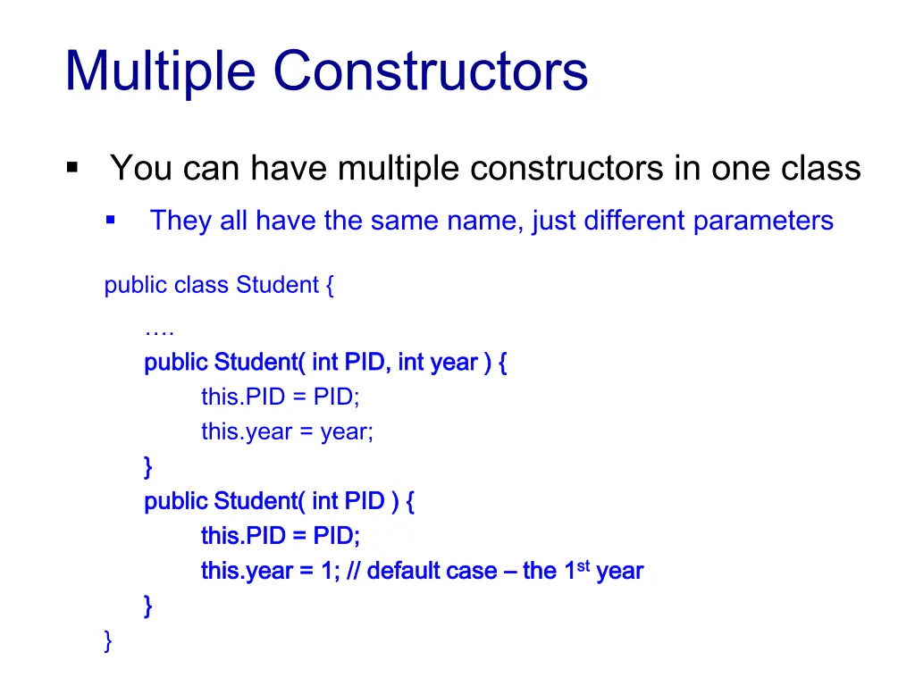 multiple constructors