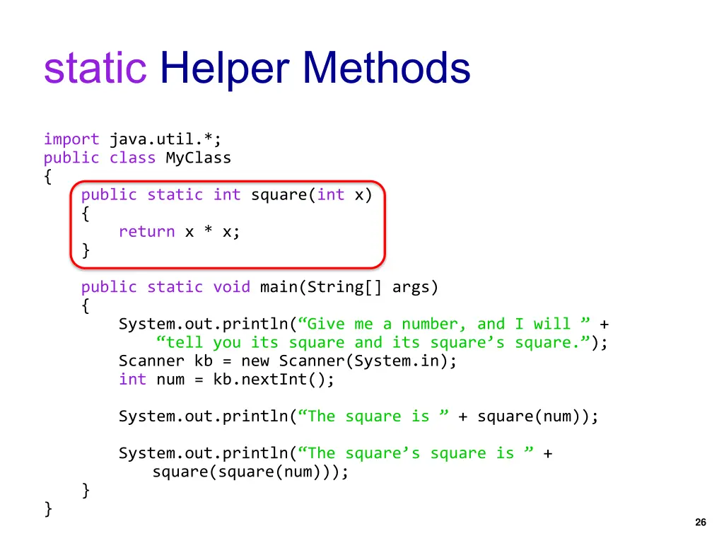 static helper methods
