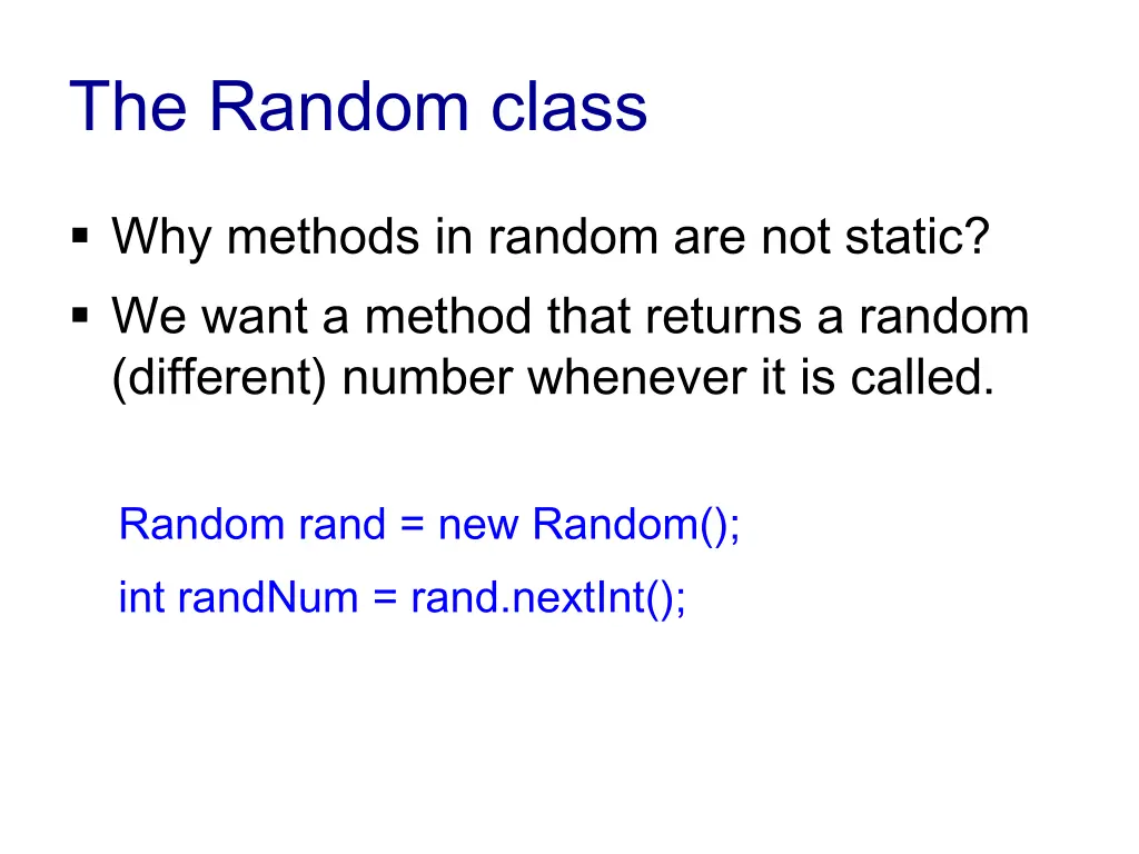 the random class