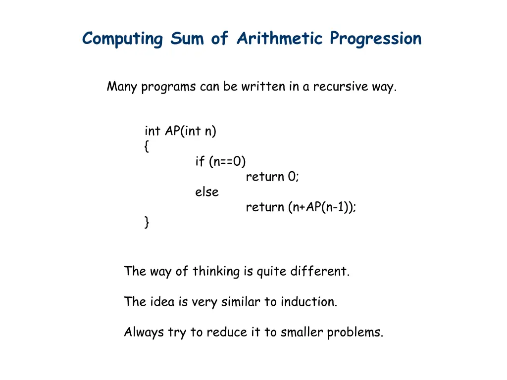 computing sum of arithmetic progression