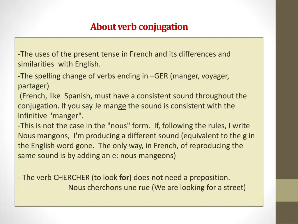 about verb conjugation