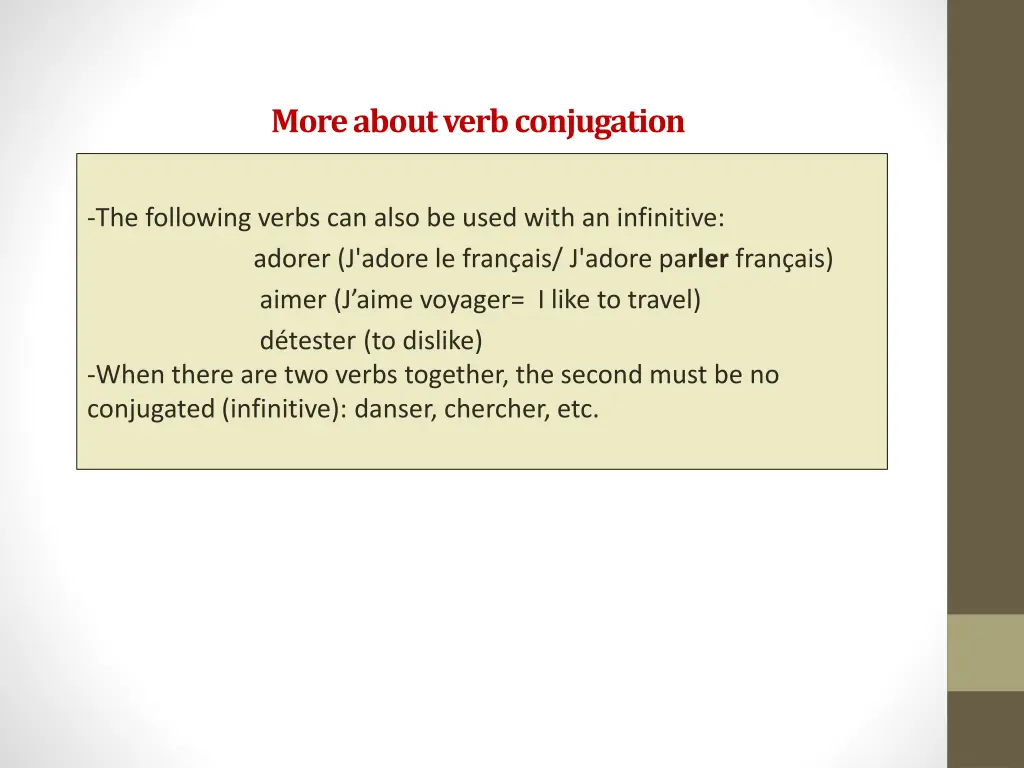 more about verb conjugation