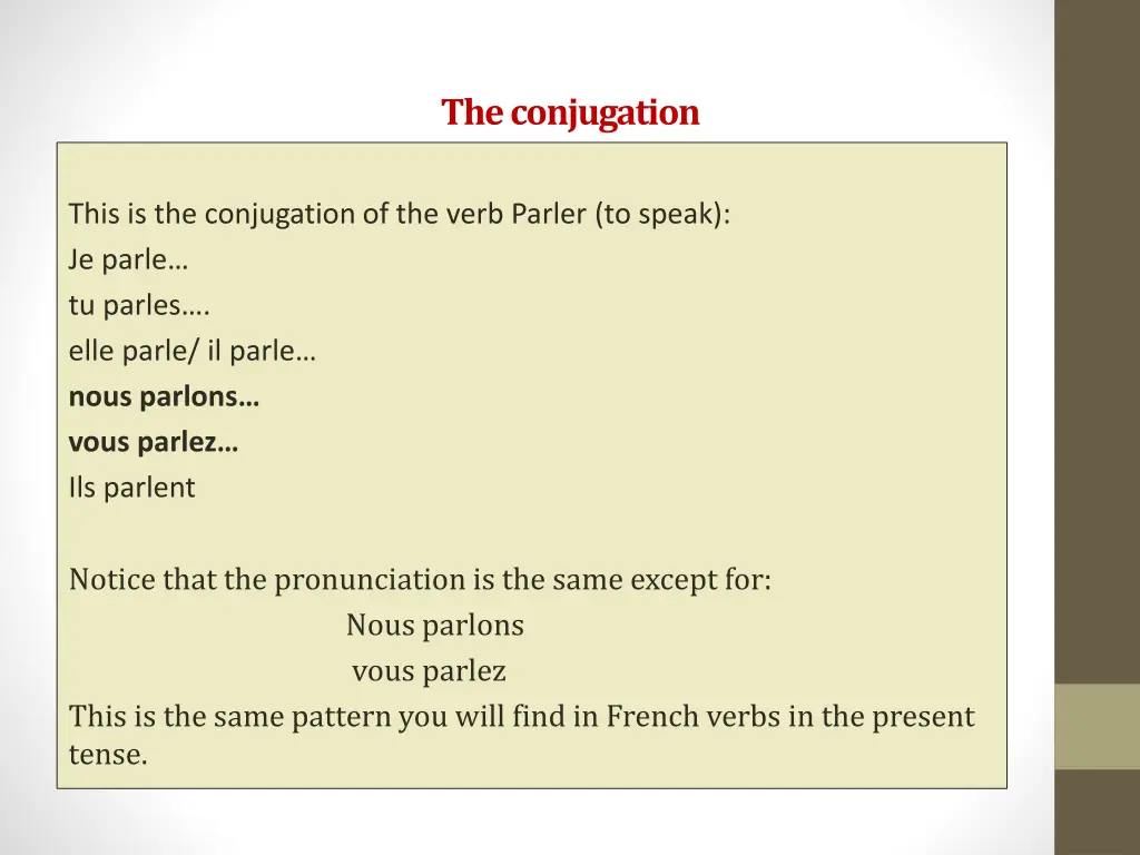 the conjugation