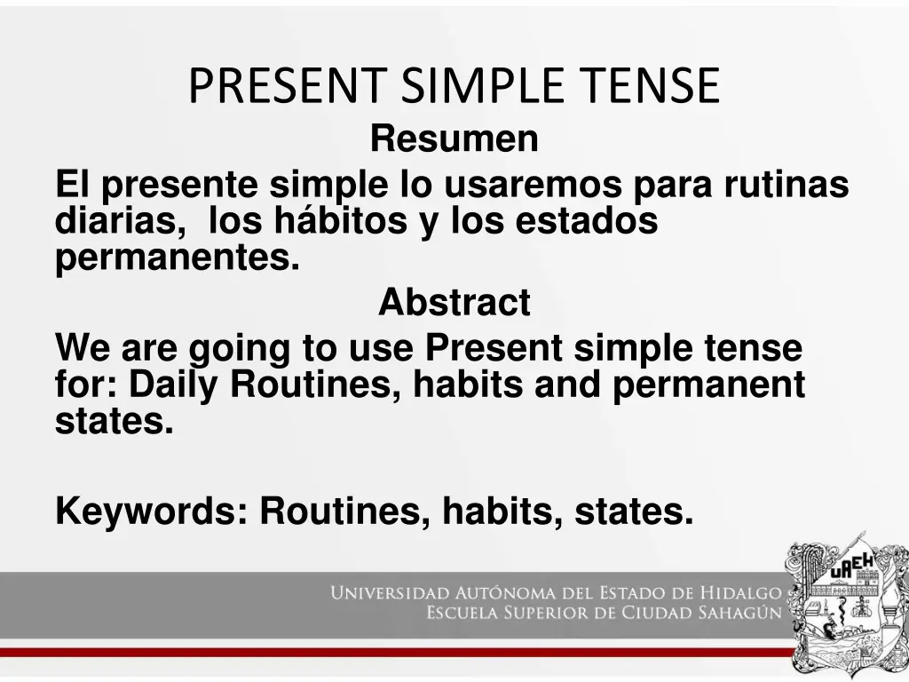 present simple tense resumen el presente simple
