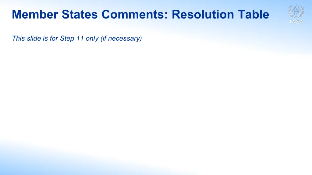 member states comments resolution table