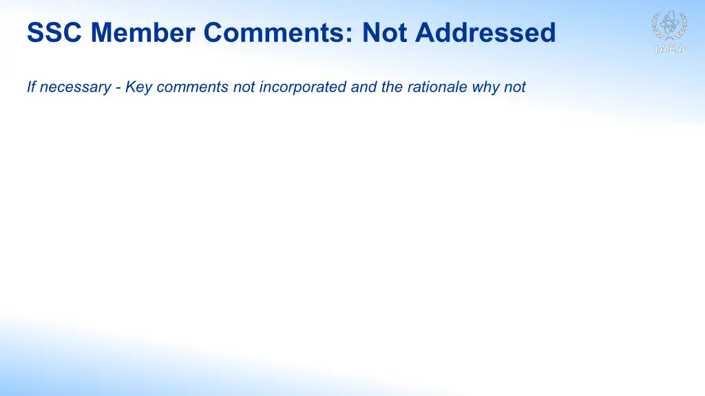 ssc member comments not addressed