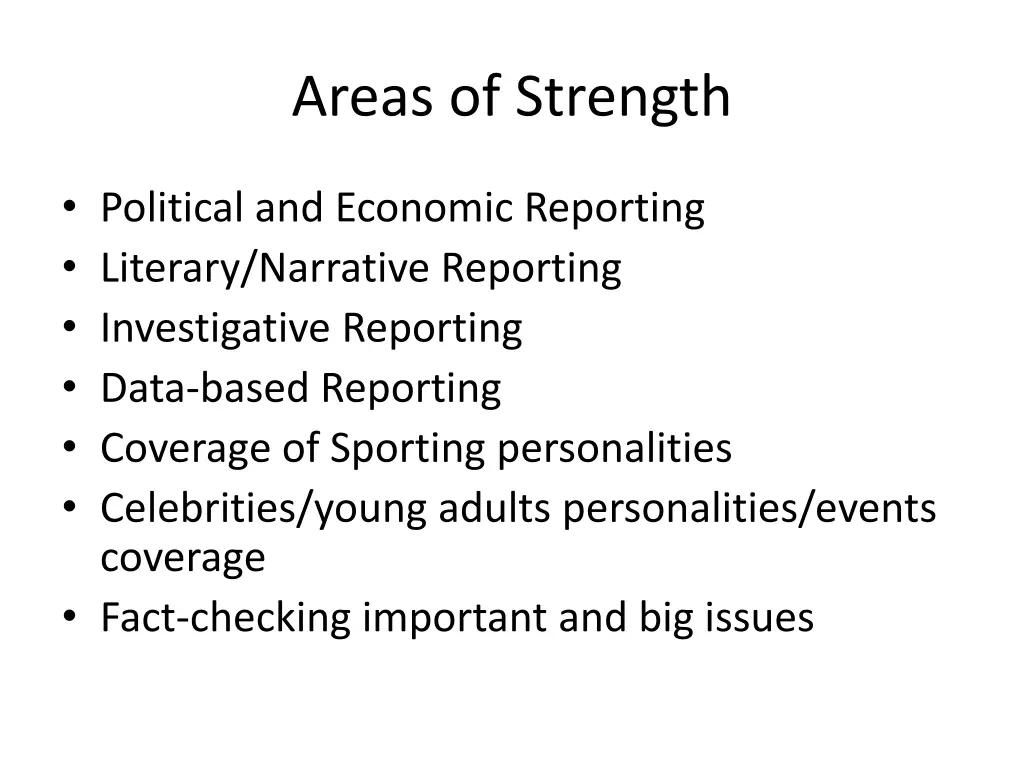 areas of strength