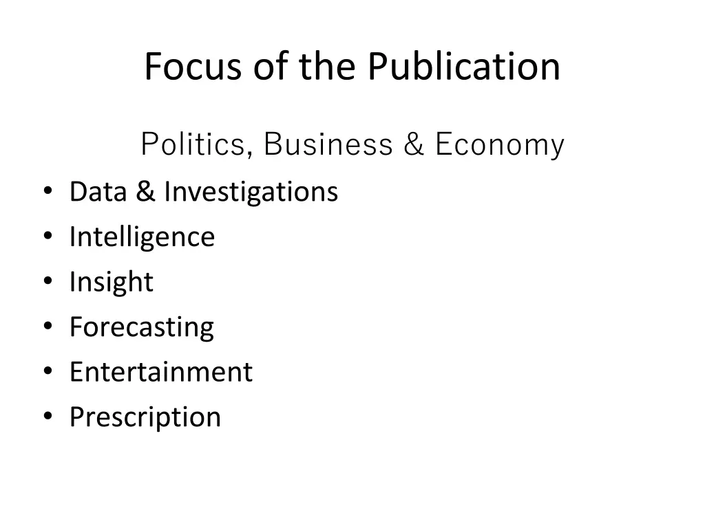focus of the publication