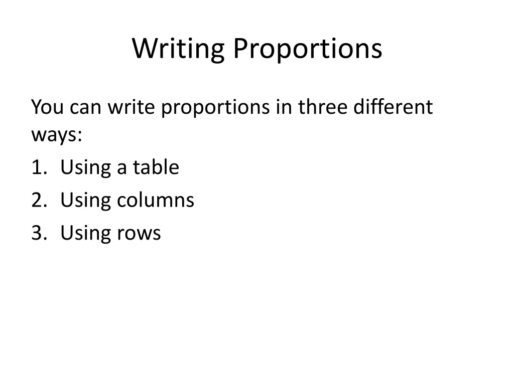 writing proportions