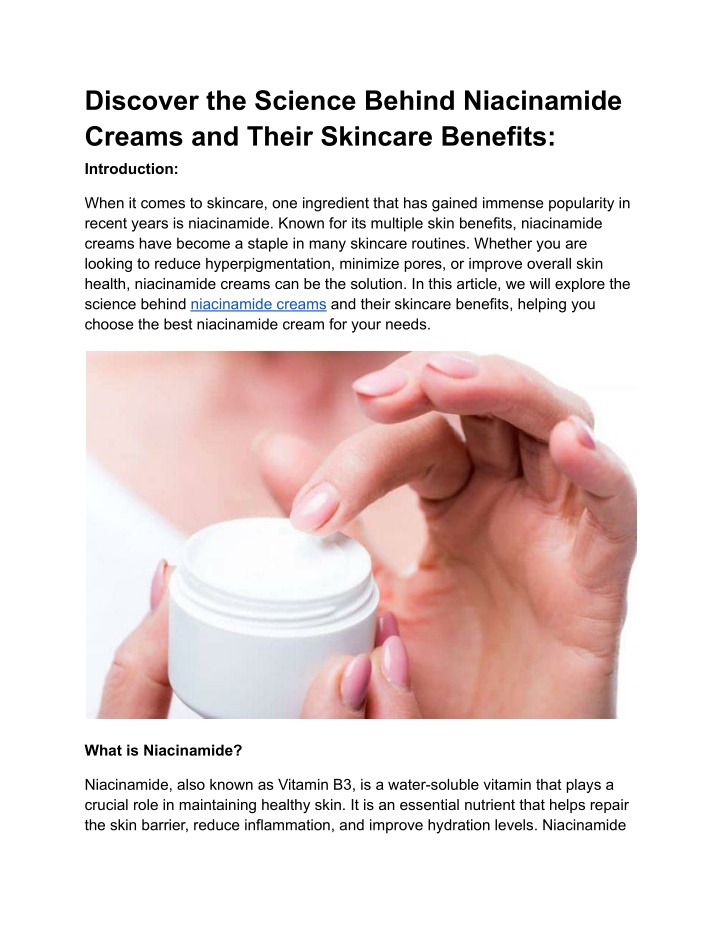 discover the science behind niacinamide creams