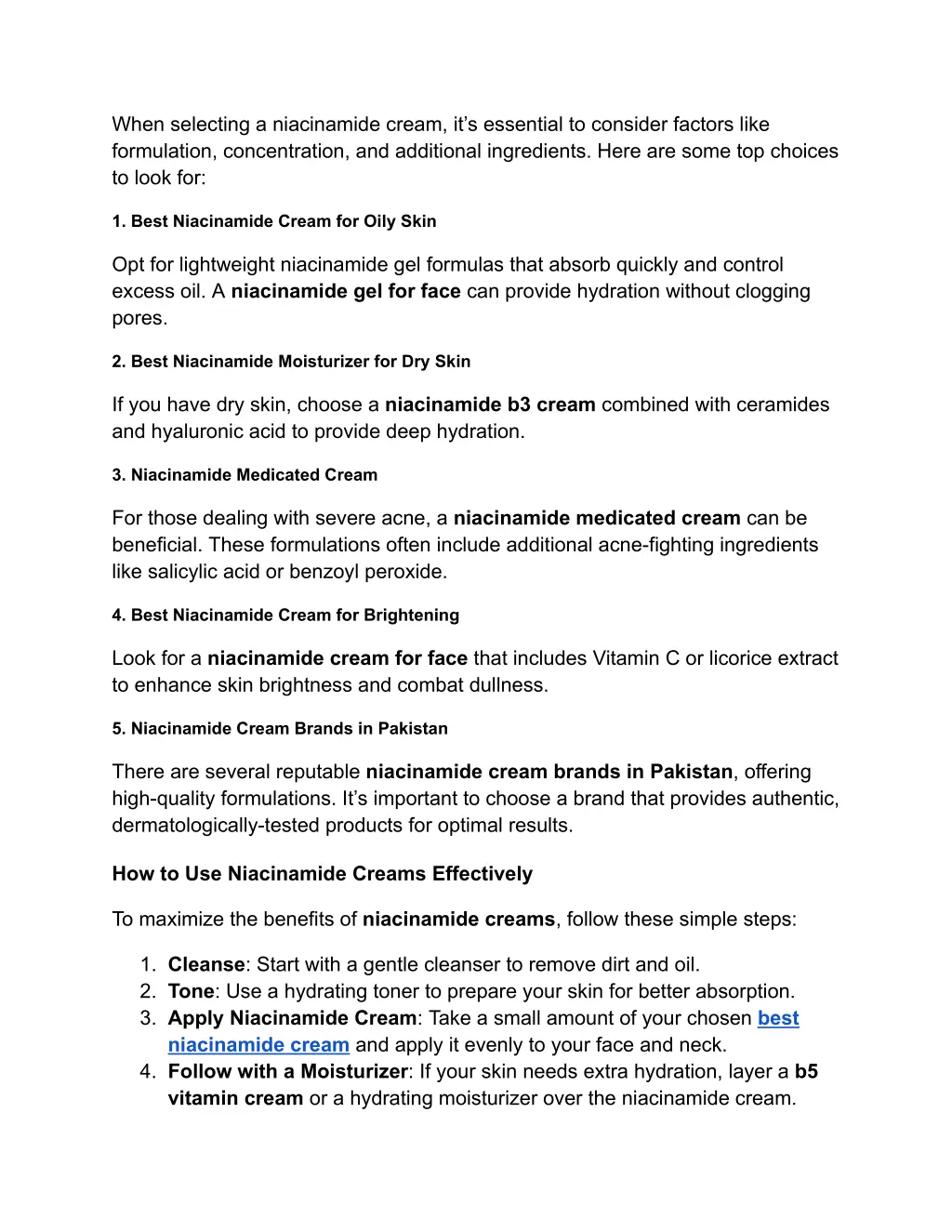 when selecting a niacinamide cream it s essential