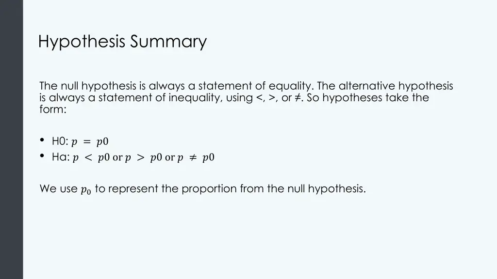 hypothesis summary