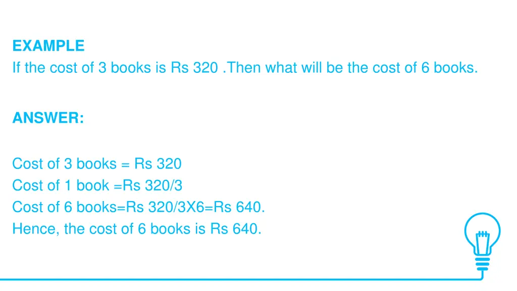 example if the cost of 3 books is rs 320 then
