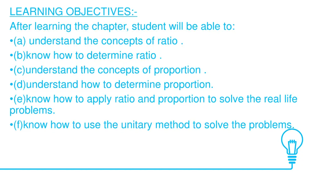 learning objectives after learning the chapter