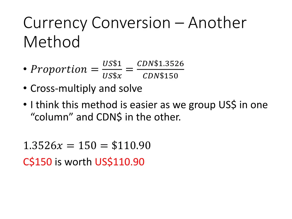 currency conversion another method