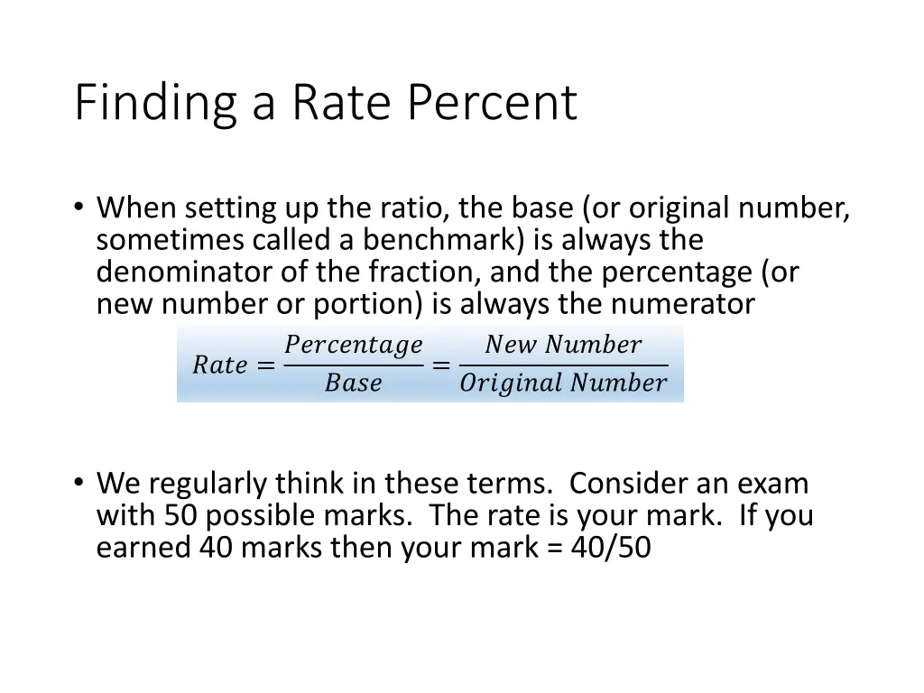 finding a rate percent