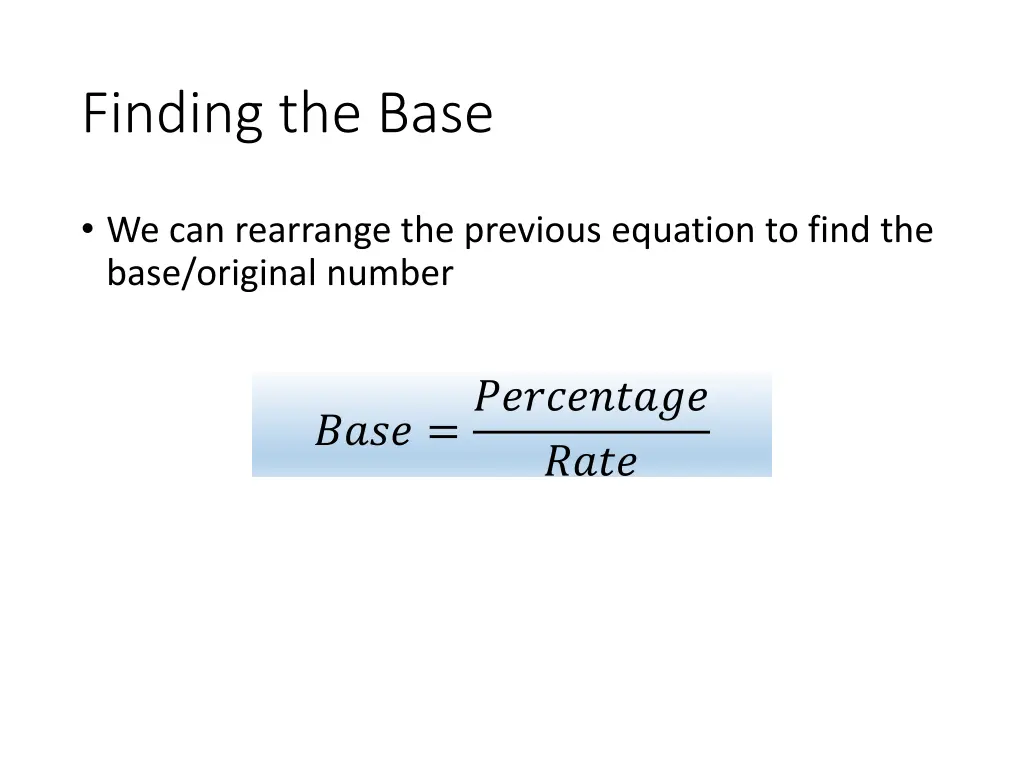 finding the base