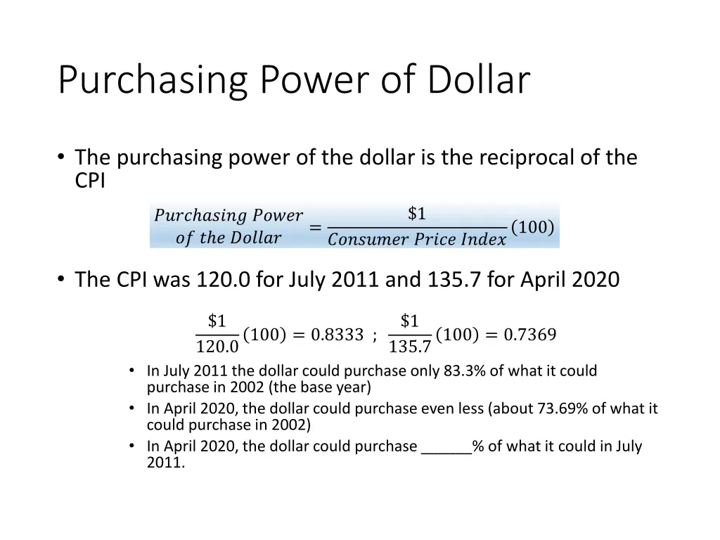 purchasing power of dollar
