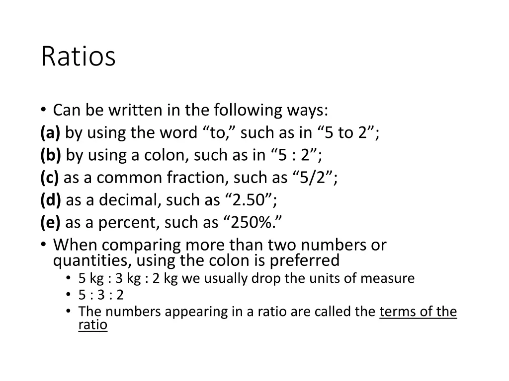 ratios 1