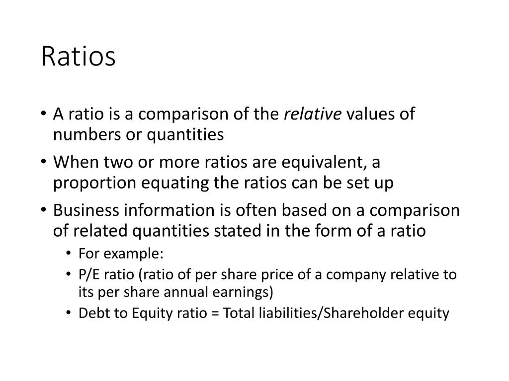 ratios
