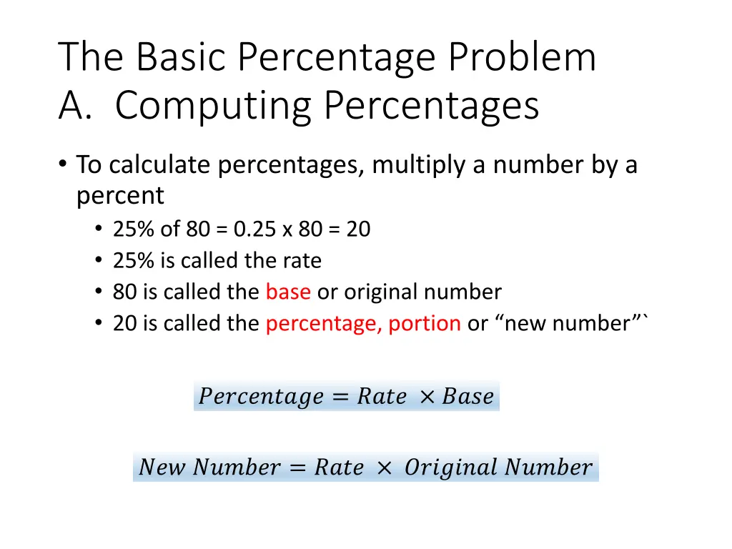 the basic percentage problem a computing