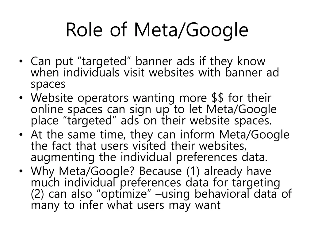 role of meta google