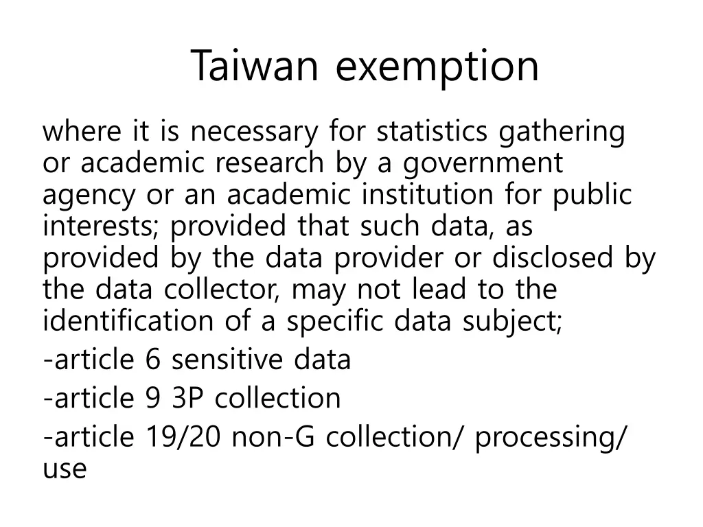taiwan exemption