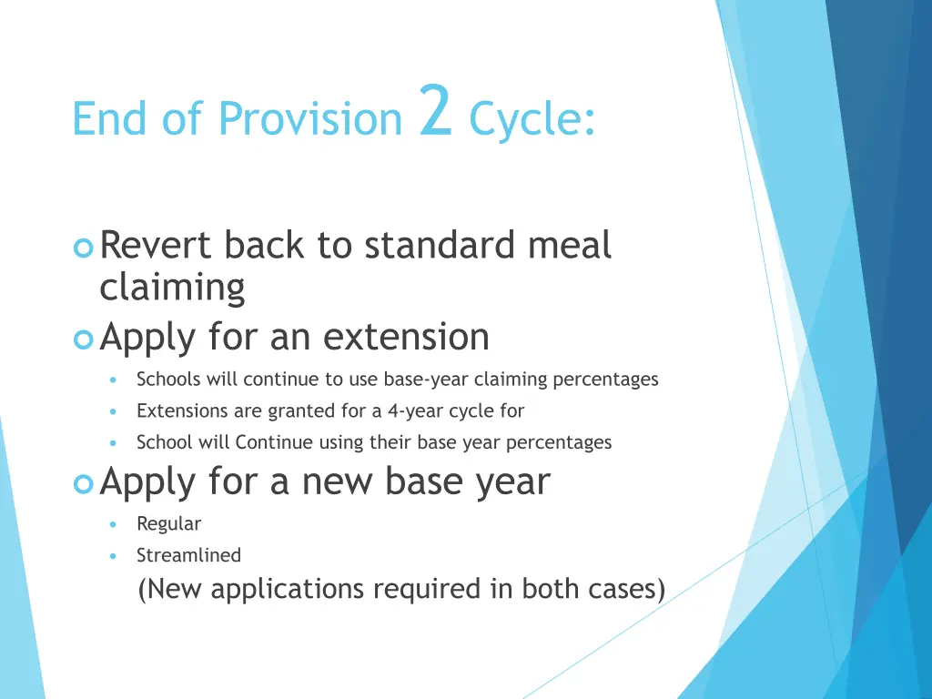 end of provision 2 cycle