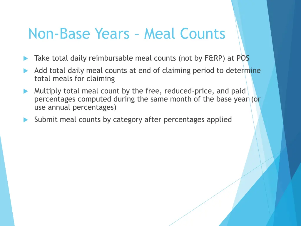 non base years meal counts