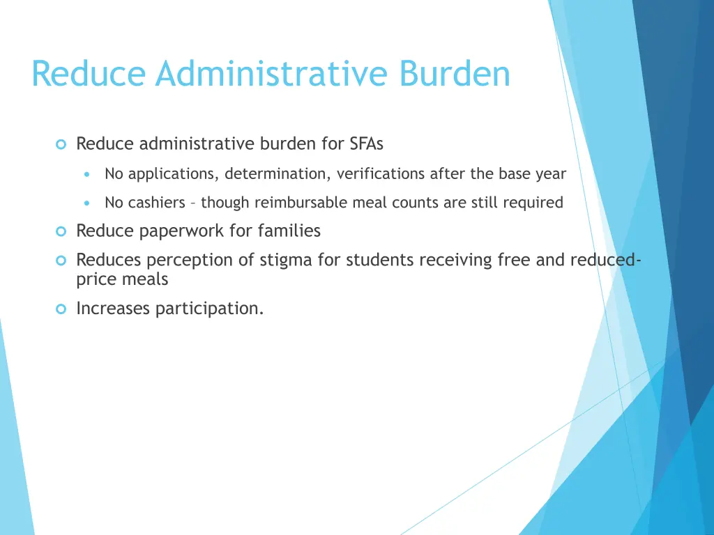 reduce administrative burden