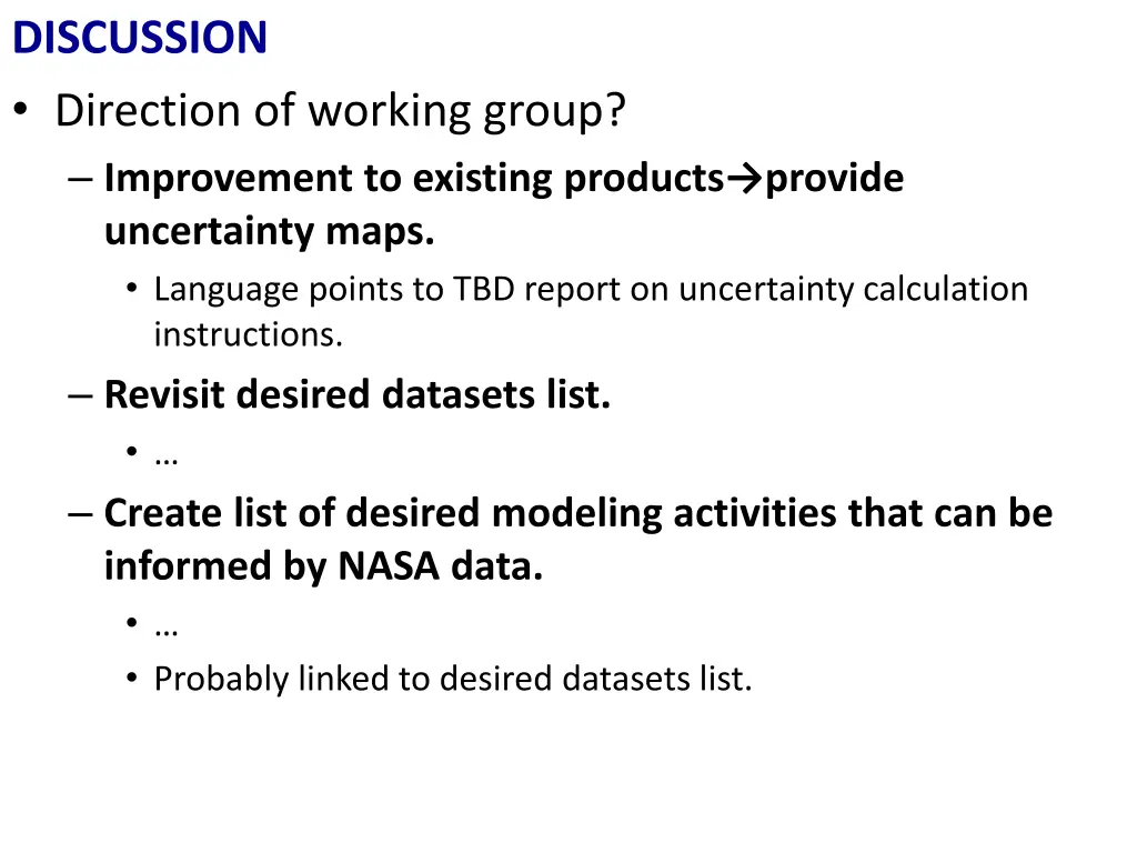 discussion direction of working group improvement