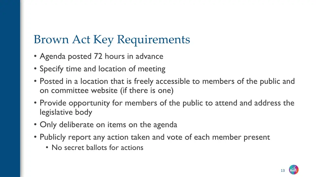 brown act key requirements agenda posted 72 hours