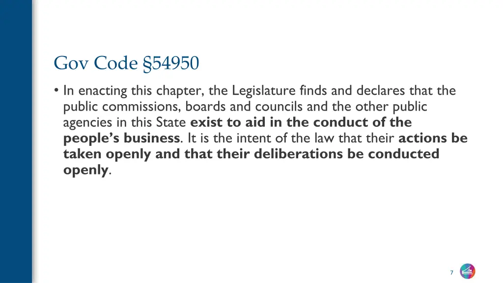 gov code 54950 in enacting this chapter
