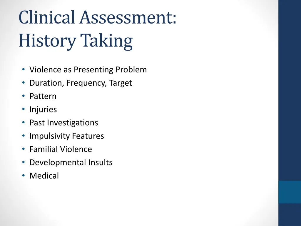 clinical assessment history taking