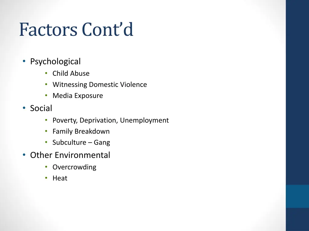 factors cont d