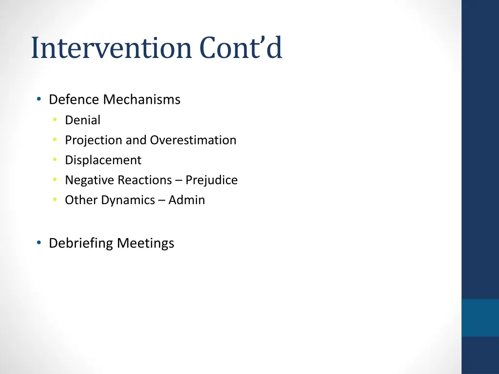 intervention cont d