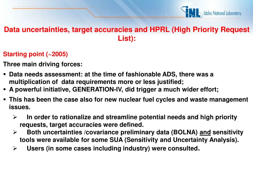 data uncertainties target accuracies and hprl