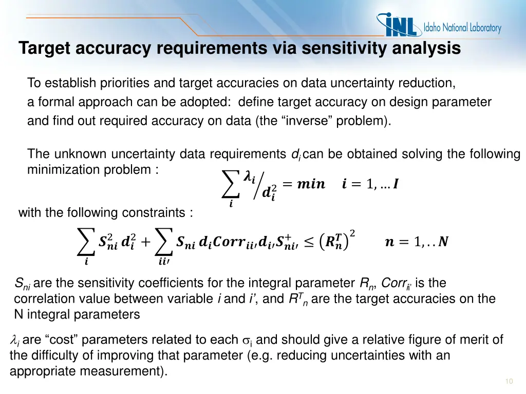 target accuracy requirements via sensitivity