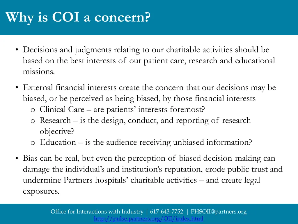 why is coi a concern
