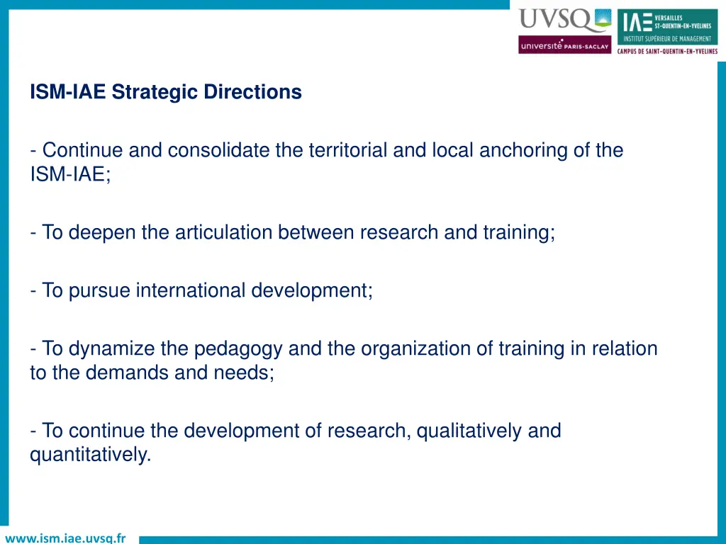 ism iae strategic directions