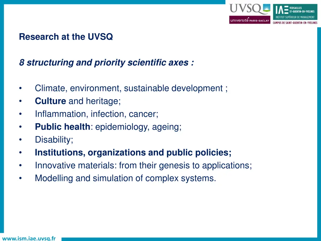 research at the uvsq