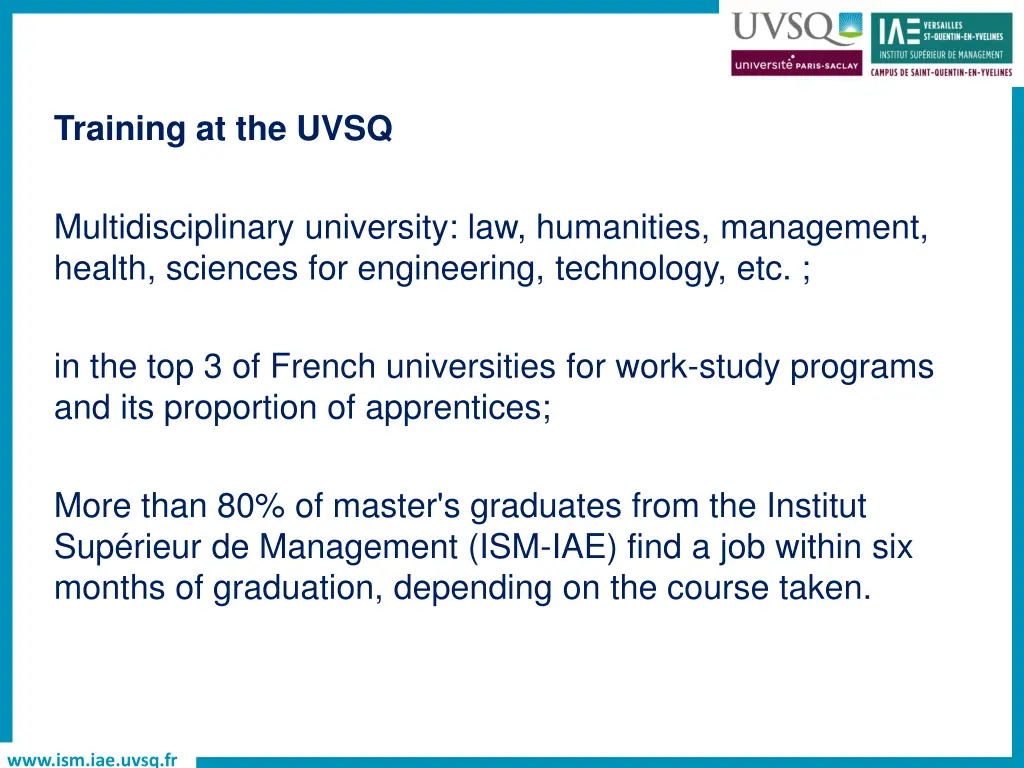 training at the uvsq
