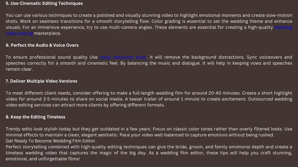 5 use cinematic editing techniques