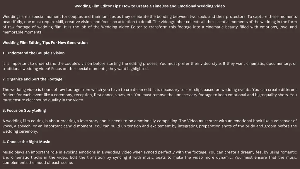 wedding film editor tips how to create a timeless