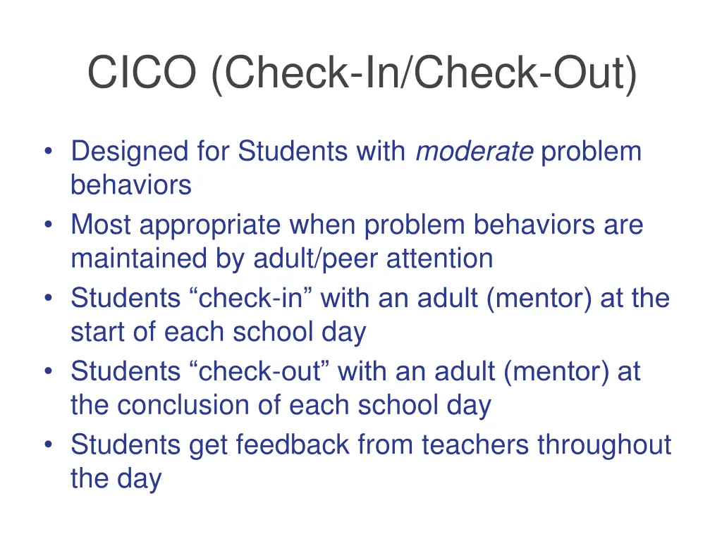 cico check in check out