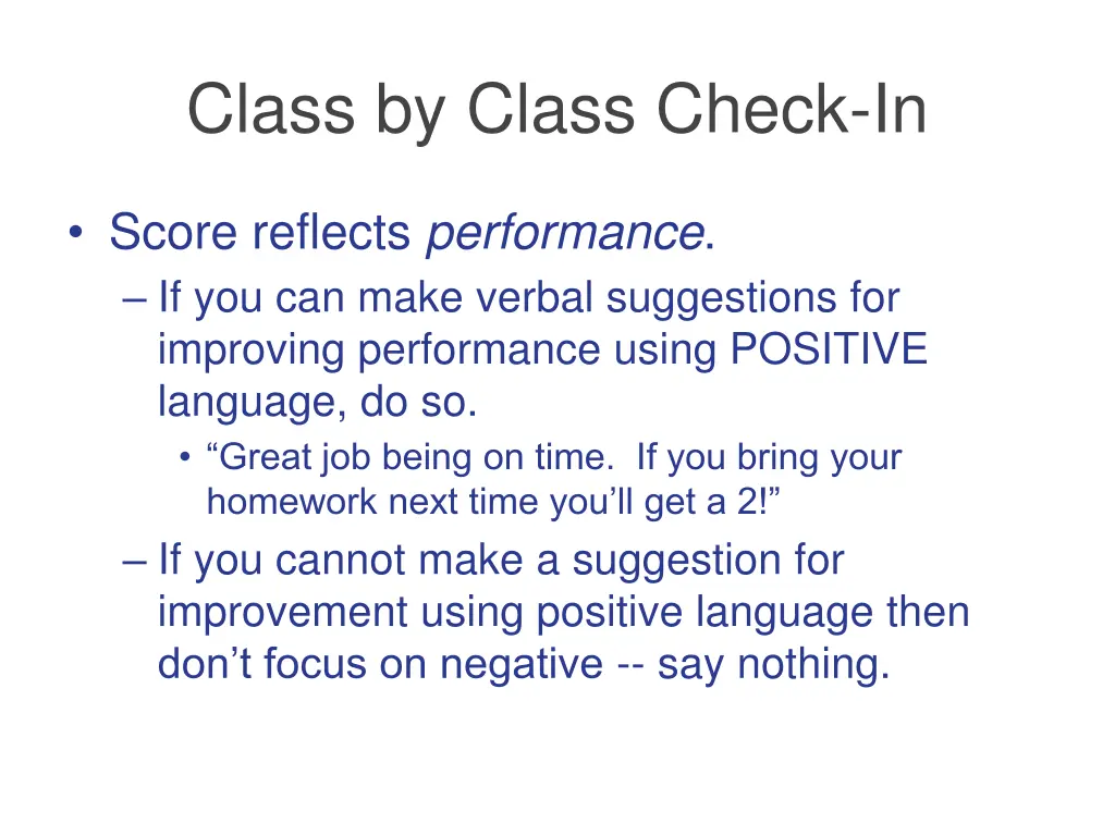 class by class check in 1